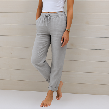 Greta | Pantaloni in lino elasticizzato da donna (1 acquistato, 1 in OMAGGIO)