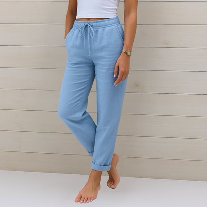 Greta | Pantaloni in lino elasticizzato da donna (1 acquistato, 1 in OMAGGIO)
