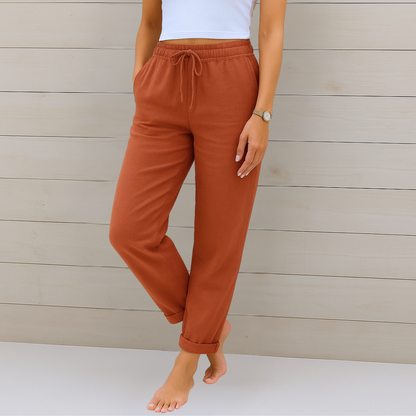 Greta | Pantaloni in lino elasticizzato da donna (1 acquistato, 1 in OMAGGIO)