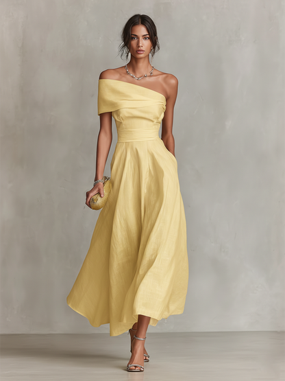 Serena | Abito midi monospalla